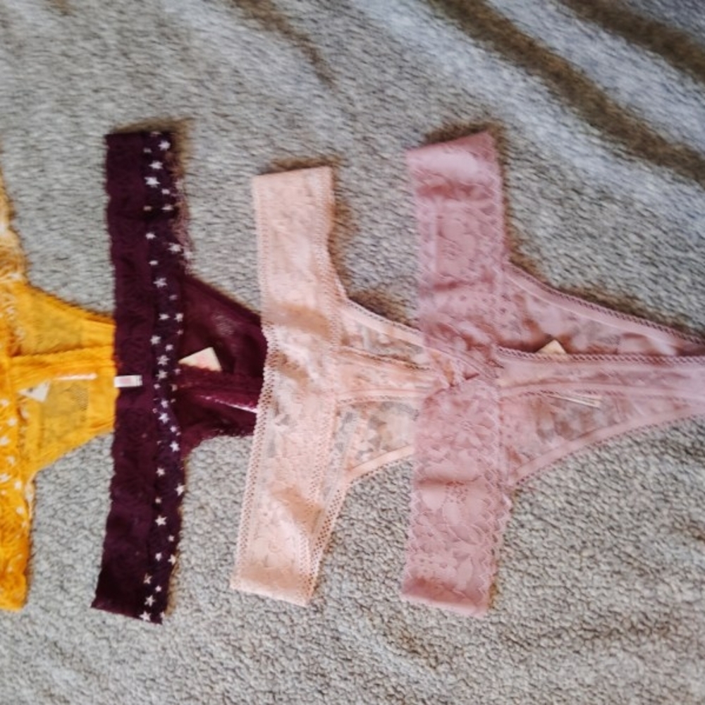 Victoria's Secret Lace Panties Set - Yellow, Burgundy, Pink